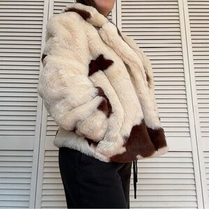 Women’s Cream and Brown faux fur coat